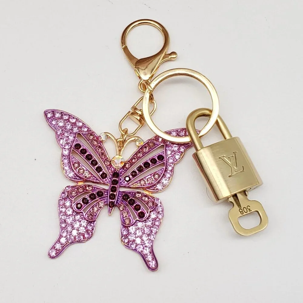 Authentic Louis Vuitton Lock & Key with Unbranded Butterfly Charm, Keychain